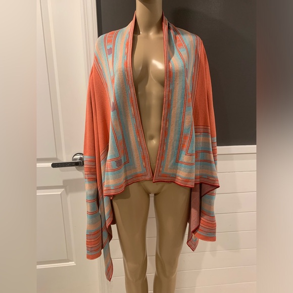 BCBGMAXAZRIA Women's orange  and
Blue Cardigan M/L - Picture 3 of 4